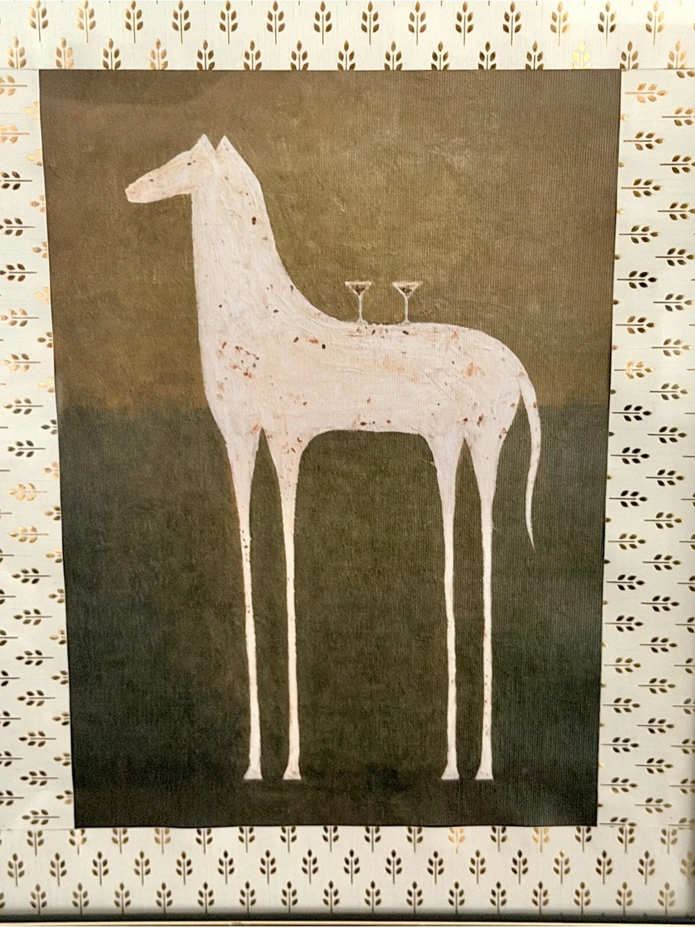 Abstract Horse Martini Canvas Art Print Black Gold Framed Wall Hanging Art